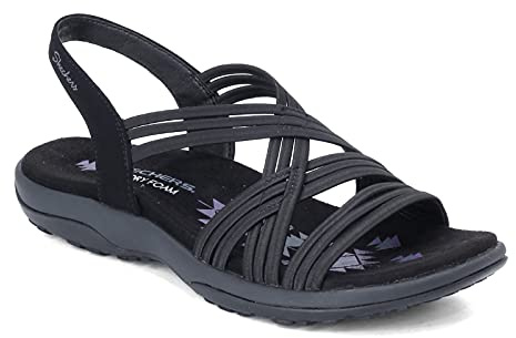 Skechers womens Multi Strap Sport Sandal, Black, 8 Wide US