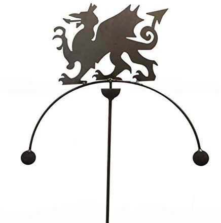 GAP GARDEN PRODUCTS - Welsh dragon Double Ball Wind Rocker/Spinner supplied bare metal that can be painted or left to age over time to give a rustic patina finish…