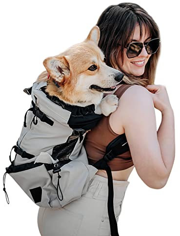 Galatée Hundetragerucksack, Tragbarer Verstellbarer Hunderucksack, Belüfteter Haustiertragerucksack, Haustierrucksack Zum Wandern Im Freien Wandern Bergsteigen Reisen(XL, Grau)