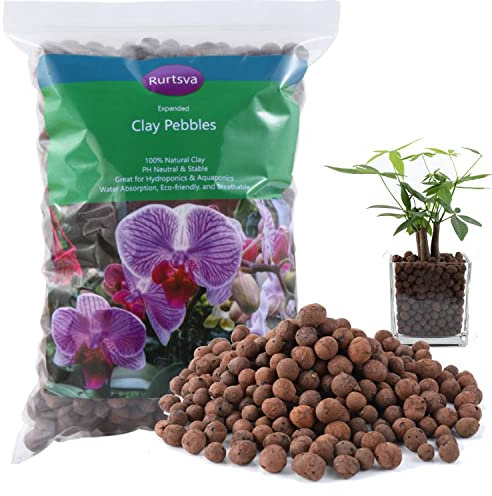 Natural Organic Clay Pebbles, 8mm-18mm Expanded Leca Plant Garden Soil , Grow Media for Hydroponics, Drainage, Decoration, Aquaponics and Other Gardening Essentials (2LBS)