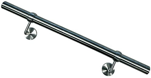 Blech + Profil Edelstahl Handlauf 1,8m Geländerhandlauf geschliffen V2A Wandhandlauf 180cm mit 3 Wandhalterungen