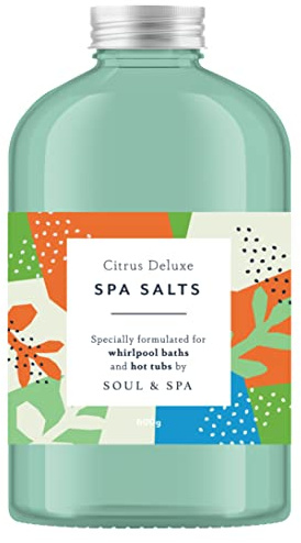 Citrus Deluxe Spa Salts for Hot Tub and Jetted Bath - 600gr Scented Aromatherapy Natural Vegan Sea Salt Crystals Detox Relaxing