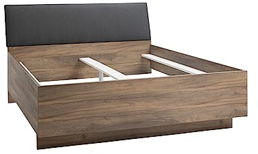 Composad | Letto King Size della Linea INFINITO con Testiera Imbottita, Moderno ed Elegante, (LxAxP) 188x103,2x219,7 cm, Grigio Titanio Laccato e Noce Brera, Made in Italy
