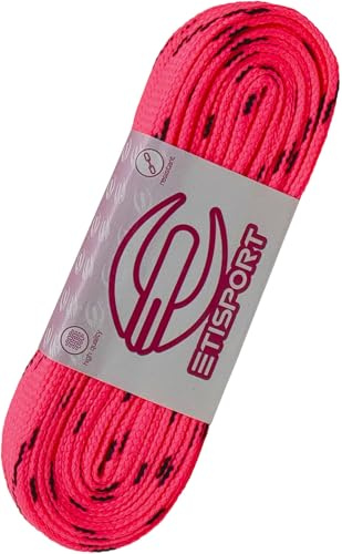 ETISPORT Pair of professional flat laces, for hockey, ice boots, line on wheels. Resistant. Length 3 m - 118in each. (Neon Pink)