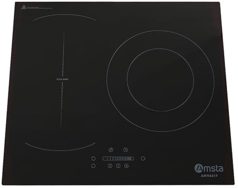 AMSTA Placa de Inducción de 60 cm, 4 Fuegos, 1 Zonas Flexibles, 7400W, Función Booster y Temporizador, Control Táctil