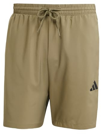 adidas Men's Essential Three Stripes Chelsea Base Short, Olive Strata/Black, M