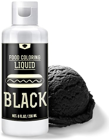 Colorant Alimentaire Noir - 236ml Colorant Alimentaire Liquide Concentré Sans Goût pour Pâtisserie, Gâteaux, Biscuits, Fondant, Macarons, Fabrication Artisanale de Savon et les Loisirs Créatifs