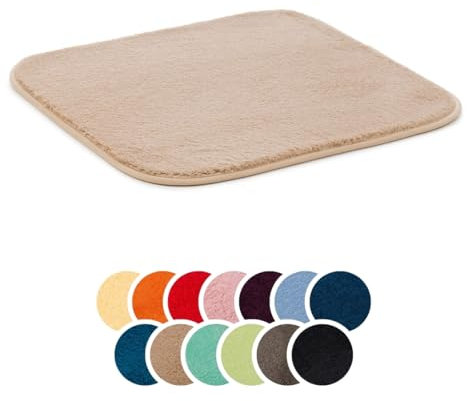 liebling Badteppich, 100% Polyester - Mikrofaser, Serie Santos, 50 x 45 cm,1500 g/m², 30 Grad waschbar, Farbe: Sand