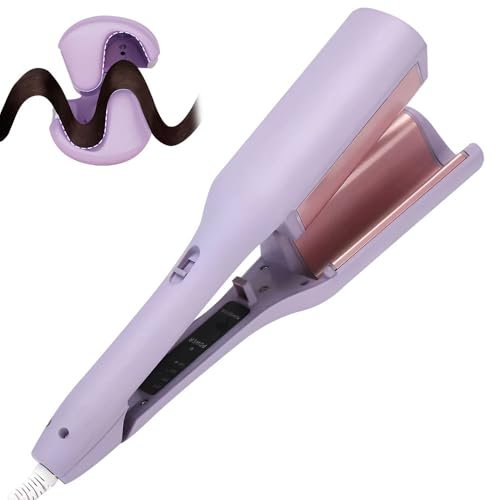 Vmxlso 32mm Beach Waves Lockenstab, Welleneisen für Haare, Mermaid Hair Waver mit 4 Einstellbarer Temperatur, Welleneisen Große Wellen Schnelle Heizung für Lange Kurze Haare Lila