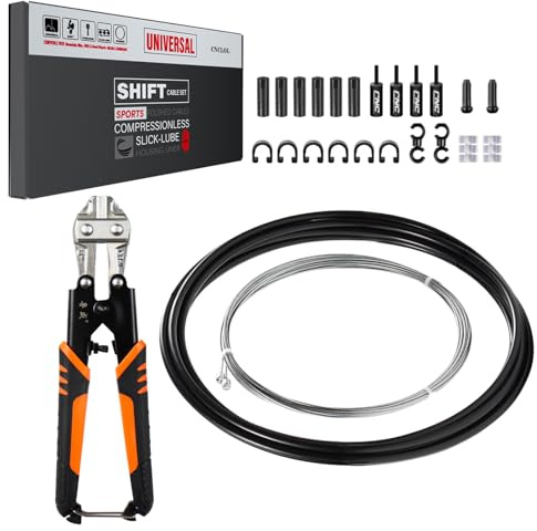 CNCLOL Mountain Bike Derailleur Gear Cable Set, Universal Shift Cable Kit with Stainless Steel Wire & Cable Cutter, 2.8m Inner & 3.5m Housing for MTB/BMX/Road/Kids Bike
