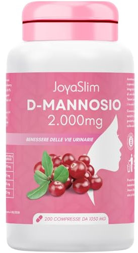 D Mannosio Puro 2000mg per Cistite 200 Compresse con Mirtillo Rosso Inulina ed Acido ialuronico per Candida e Infezioni delle Vie Urinarie