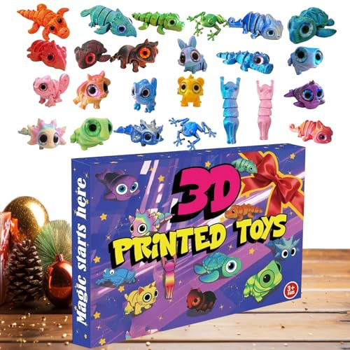 Pavsicgn Calendario Avvento 2025,Animali Flessibili Articolati Stampati In 3D - 24 Giorni Di Avvento Con Giocattoli Animali Articolati - Per Bambini Ragazzi Adolescenti E Famiglia