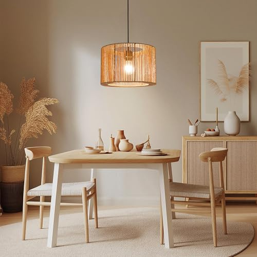 Zedelmaier Hängelampe Pendelleuchte Esstisch E27x1/Max.40w deckenlampe schlafzimmer lampenschirm hängelampe esstisch schlafzimmerlampe esszimmerlampe für Schlafzimmer Wohnzimmer (Braun)