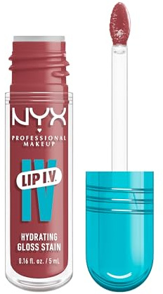 NYX PROFESSIONAL MAKEUP Lip IV Hydrating Glossy Lip Stain, Long-Lasting, Tinted, Vegan Formula with 12 HR Hydration - Petal Pourin' (Pink)