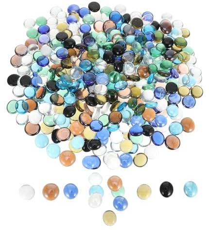 Gatuida Ghiaia di Vetro Piatta e Rotonda per Decorazioni Versatili, Durata Resistente, per Terrari e Bagni per Uccelli, Peso 1800g, Dimensione 17-19mm Colore Casuale