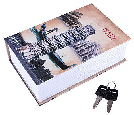 Security Box, Haofy Buchtresor mit 2 Schluessel, Abschließbar Geldkassette in Wörterbuchform BuchSafe zum Aufbewahren von Geld, Schmucketui für Büro/Hause, Italian