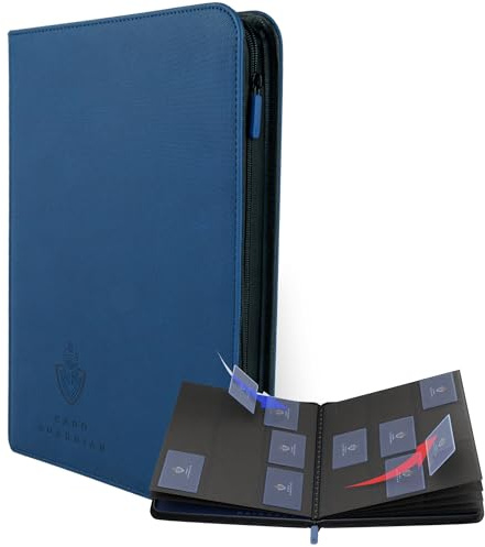 Card Guardian 9 Pocket Card Binder with Zipper – Holds 360 Cards, Side Loading Trading Card Binder for TCG & Football, Premium Card Collection (Blue)