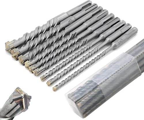 SDS Plus Bohrer Set-Hammerbohrer für Beton mit 4 Schneiden in den Größen 5,6,6,8,8,10,12,14,16 x 160mm-Uwenkjie für Beton und Mauerwerk