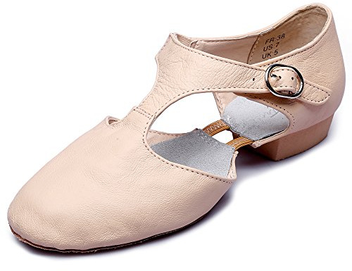 Leather Jazz Dance Shoes for Women Men Slip on Teaching Dance Sandals 8 M US Women Pink