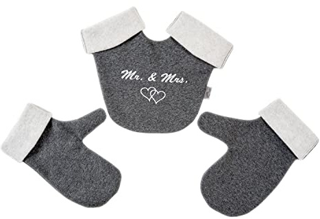 Goldi-Design Guantes para parejas de doble forro polar, bordados, hechos a mano en Alemania, Guantes para parejas - Mr. & Ms. -, Talla única