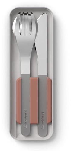 monbento - MB Slim box Bestick för Bento box - Rosa Moka - Trio kniv - 3 delar gaffel sked kniv