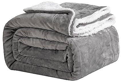 Good Nite Mantas 230x270cm, Manta y Colchas, Mantas para Sofa, Manta de Franela Sherpa Gruesa de Invierno Blanket (Gris)