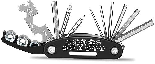 Kitbest Fahrrad Multitool, 16 in 1 Fahrrad Multifunktionswerkzeug Fahrrad Werkzeug, Kompaktes Fahrrad Reparaturset Werkzeugset MTB Mountainbike Rennrad Zubehör Gadget für Unterwegs, Bike Tool Kit