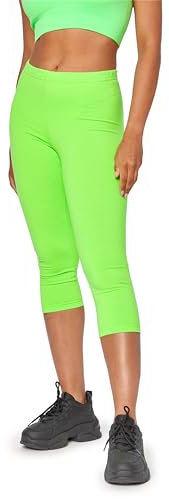 Bellivalini Neon Leggings Damen 3/4, Gym Damen Leggings, Knallige Hosen ideal als Festival Outfit oder Teil von einem 80er Jahre Outfit BLV50-300 (Neon Grün, M)