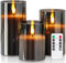 CUBTEM Flammenlose Kerzen,3PCS LED Teelichter,Batteriebetriebene LED Stumpenkerzen,LED Kerzen mit Fernbedienung und Timerfunktion, Elektrische Kerzen,Outdoor Kerze (Grau)