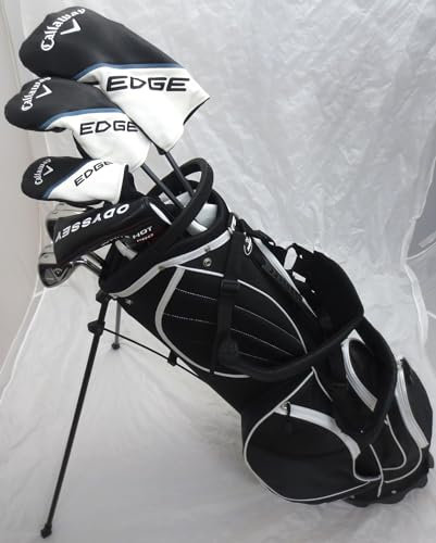 2024 Callaway Mens Complete Golf Set Driver, Wood, Hybrid, Irons, Odyssey Putter Stand Bag Right Handed Stiff Flex, Black, White, Blue