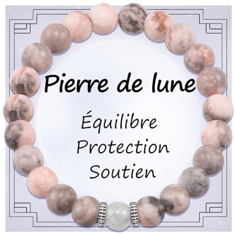 CheersLife Bracelet Pierres Naturelles Original pour Femme - Cadeau Ado Fille, Noël, Anniversaire - Pour Mamie, Maman, Sœur, Amie, Collègues, Nounou - Rose
