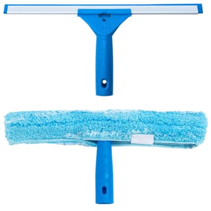 Duvcoywae Fönsterskurare och skrapa, fönsterputssats - Fönsterputs Microfiber Scrubber - Fönsterskrapa Microfiber Glastorkarsats för glasdörrar Spegelgolv Vindrutor