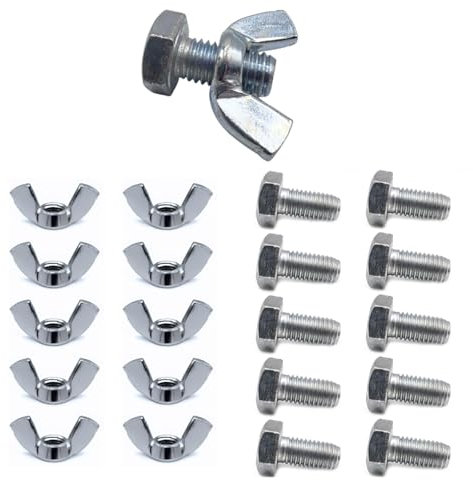 TA-VIGOR 10Pcs Wing Nut & Bolt, M10*20mm Butterfly Wing Screws, Zinc Plated Threaded Design Screw Bolts, WingNuts & Hexagonal Bolts for DIY Projects, Industry Mechanical Work, Secure Fastening