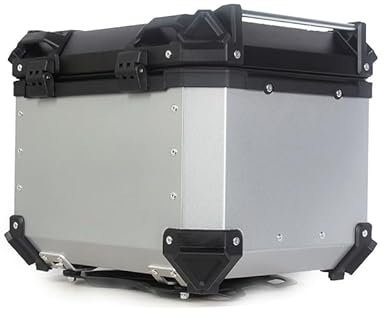 45L Motorbike Top Case, Aluminum Alloy Waterproof Top Box for Motorcycle Luggage Box with Security Lock, Motorcycle Helmet Luggage Storage Rear Tour Box Motorbike Trunk