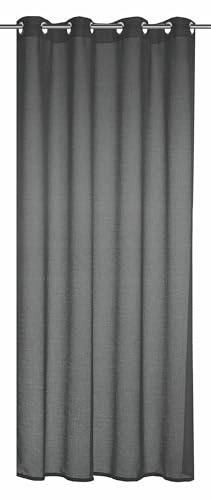 Sehlbach Tenda pronta per l'uso con occhielli, Texture uni, Antracite, 140 x 245 cm, Traslucida, Opaca, Certificata Oeko-Tex, Nastro accorciatore incluso, Montaggio facile