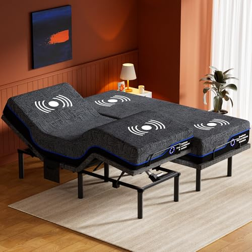Amada Split King Adjustable Bed Frame with Massage & Wireless Remote, Zero Gravity, Head & Foot Incline, Electric Base with 4 Leg Height Options, 4 USB Ports and LED Night Light