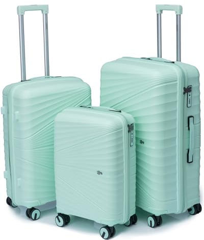 Xonic® Hartschalenkoffer Set für Set - Bruchsicherer Rollkoffer Polypropylen mit 360° Doppelrollen & TSA-Schloss - Reisekoffer Mintgrün