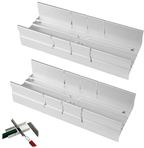 2 Pack Metal Mitre Box 5.3 Inch, Aluminium and Steel Construction Small Miter Block with 45°/90°/135° Angles, Mini Mitre Box for Manual Saw & Handsaws, Ideal for Wood, Plastic & Soft Metal Cutting