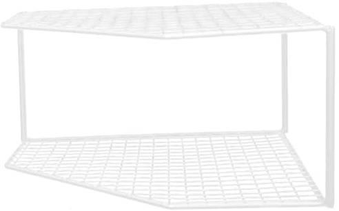 Warmhm Organizer Da Tavolo e Supporto Per Mensola Angolare in Ferro Verniciato Doppio Ripiano Anti-ruggine, Piccolo Scaffale Angolare Per Cucina e Bagno Griglia Per Scolare L’acqua