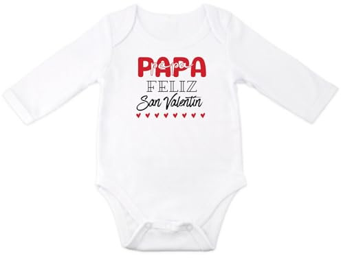 ParaManolita Body Bebé Feliz San Valentín Mamá/Papá (MANGA LARGA, PAPA)