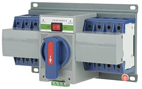Akozon Mini Interruttore di Trasferimento Automatico A Doppia Alimentazione 400 V 63 A 4 P con Protezione da Cortocircuito e Sovraccarico Sicurezza Antincendio Affidabile in Ufficio