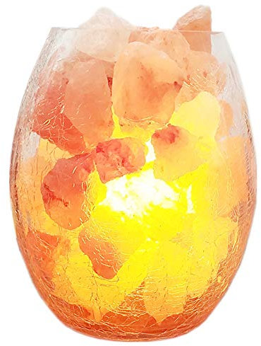 Lampada di cristallo di sale, LED lampade salgemma rosa naturale con variatore continuo oscuramento USB Powered By 5V per notte decorativo