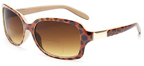 JM Klassisch Bifokal Lesebrille Platz Stylish Gradient Sonnenbrillen Leser für Damen +2.5 Schildkröte