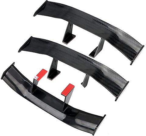 XNJIHWA 3 Pcs Universal Auto Mini Spoiler Flügel Ohne Perforation Fahrzeug Stabilität Schwanz Mini Auto Kohlefaser Textur Dekoration 6.7inch (Schwarz)
