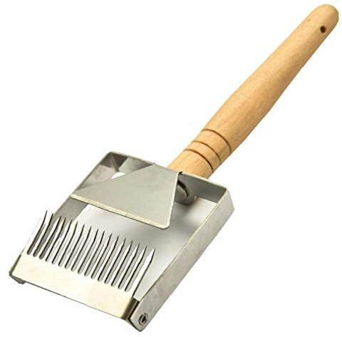 TOSSPER Miel Raspador Grande Apicultura Miel Desoperculador Tenedor De Hierro De Nido De Abeja con La Herramienta De Equipo Apicultor De Madera