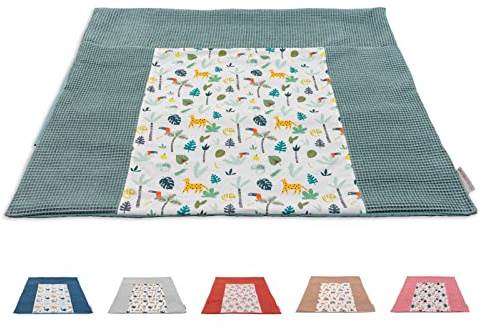 ULLENBOOM Wickelauflagenbezug 75x85 cm Salbeigrün-Regenwald (Made in EU) - abnehmbarer Bezug für Wickelauflage 85x75, Baby Überzug für Wickelunterlage aus Baumwolle, Wickelbezug für Wickeltisch