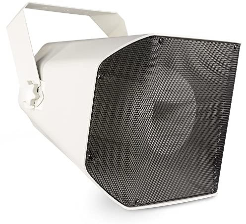 Power Dynamics HS650 Weatherproof PA Horn Speaker, 2-Way Loudspeaker System with Built-in 100V Transformer, IP66 Outdoor Horn for Music and Voice Announcements, 50W RMS, White