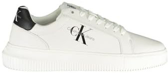 Calvin Klein Herren Cupsole Sneaker Chunky aus Leder, Weiß (Bright White/Black), 46