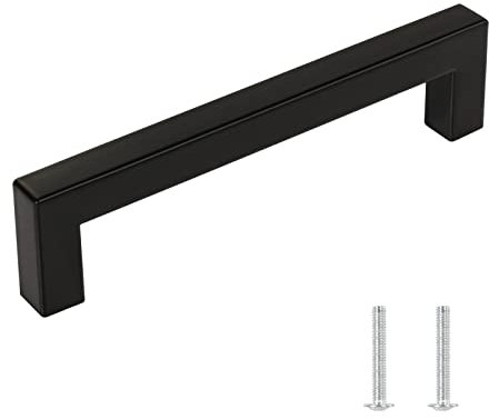 Baoweihua 6 Stück Türgriffe Küche Schwarz mit Lochabstand 160mm, Schrankgriffe mit Schrauben und Installationswerkzeugen, Geeignet für Möbel, Küche und Wohndekoration