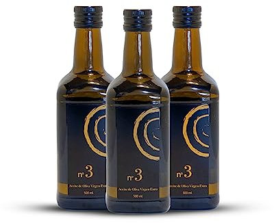 Aceite Oliva Virgen Extra. Variedad Picual. Aceite de Oliva Virgen Extra en formato de 500ml (Pack de 3) en botella de cristal opaca. AOVE Picual. Aceite Gourmet virgen extra. Ideal como regalo.